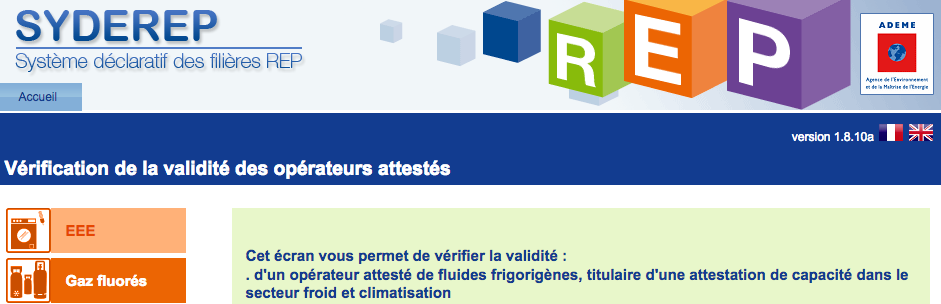 Déclaration fluides règlement F Gas : site SYDEREP